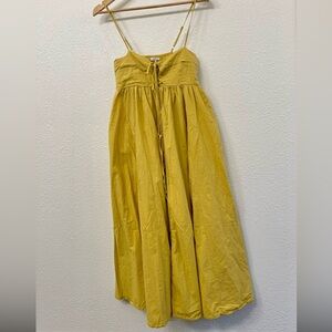 StitchDrop Yellow Cotton Maxi Dress with Spaghetti Straps Size Small